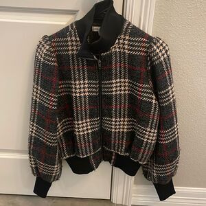 Express plaid crop jacket xs
